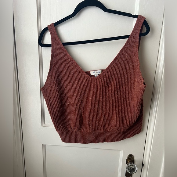 She + Sky Tops - She + Sky Rust Knit Crop Top